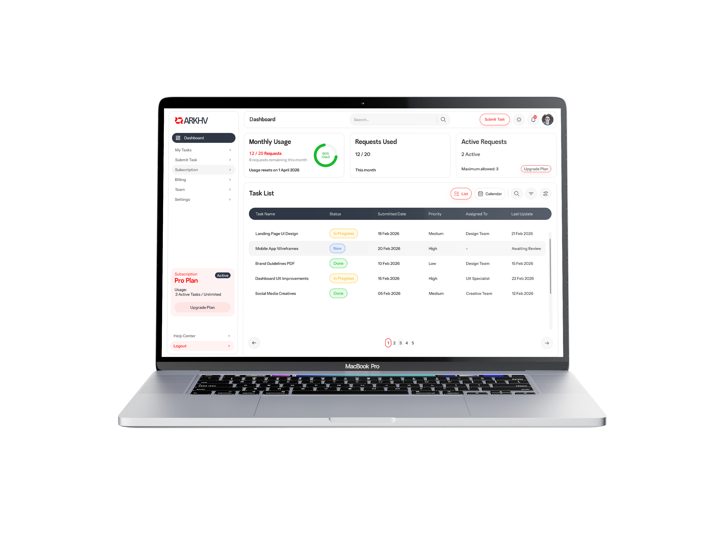ARKHV product preview on MacBook